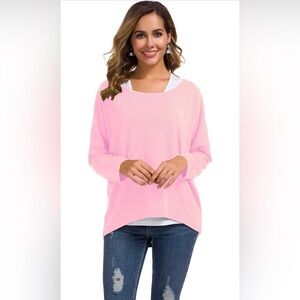 UGET Bubblegum Pink Oversized Batwing Long Sleeve Pullover Sweater Top | XL